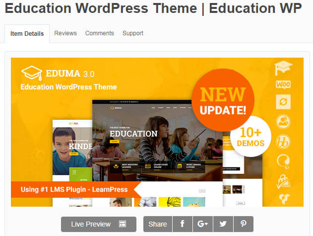 Theme wordpress học trực tuyến Education có giao diện đẹp mắt, thu hút người sử dụng