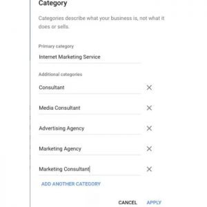 Tối ưu các danh mục trên trang GMB